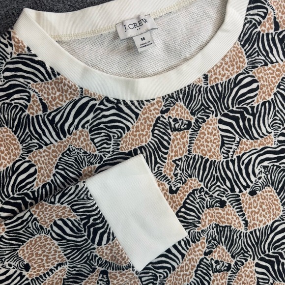 J.CREW Tops - J.Crew Re-Imagined Zebra Leopard Print Sweatshirt Crew Neck Cotton Top M